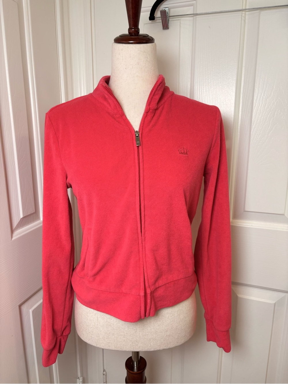 Juicy Couture Hot Pink Velour Zip Up Y2K Revival Track Jacket Small